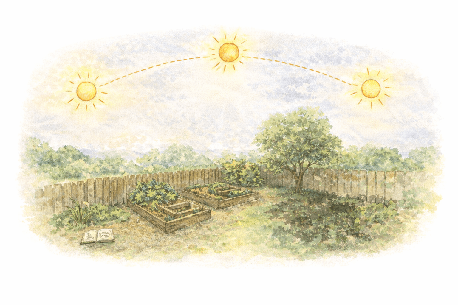 Watch how the light moves across your space before you decide what to plant.