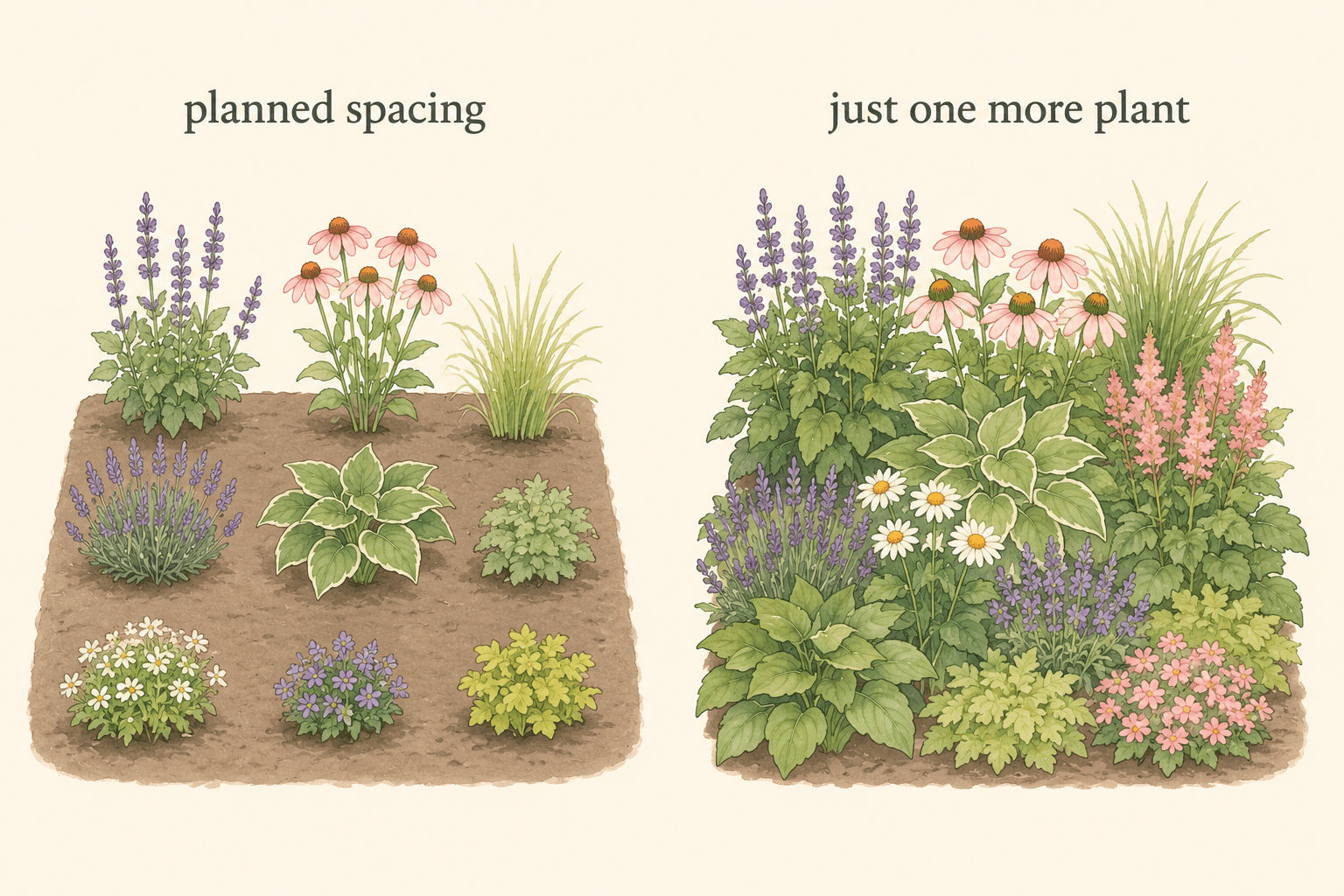 The difference between a garden plan and what actually happens after a few trips to the nursery. 🌱 "Just one more plant" has fooled all of us