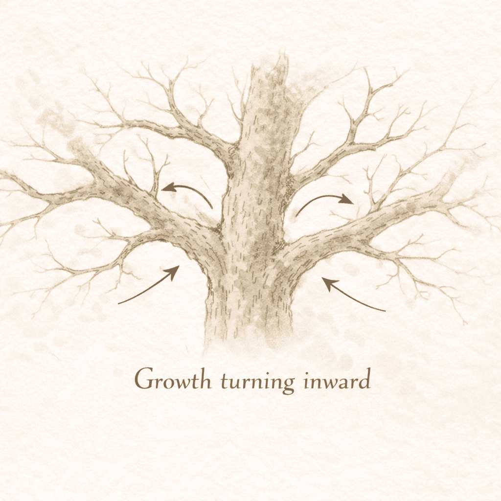 Inward-growing growth