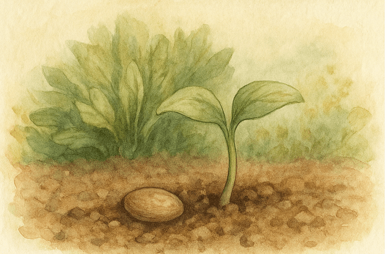 Seedling emerging from the soil