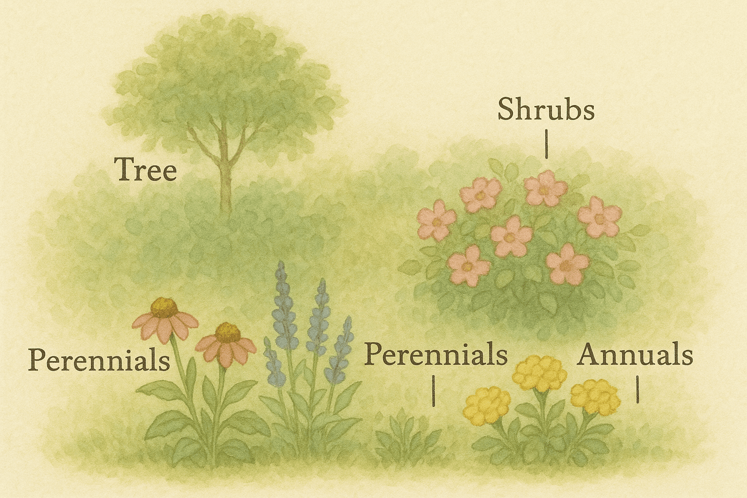Diagram > Designing a Border with Trees, Shrubs, Perennials & Annuals