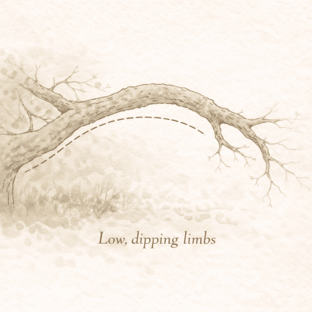 Low, dipping limbs