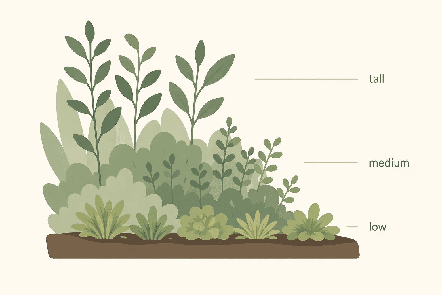 Layer your planting like this and everything just works—tall at the back, medium in the middle, low at the front