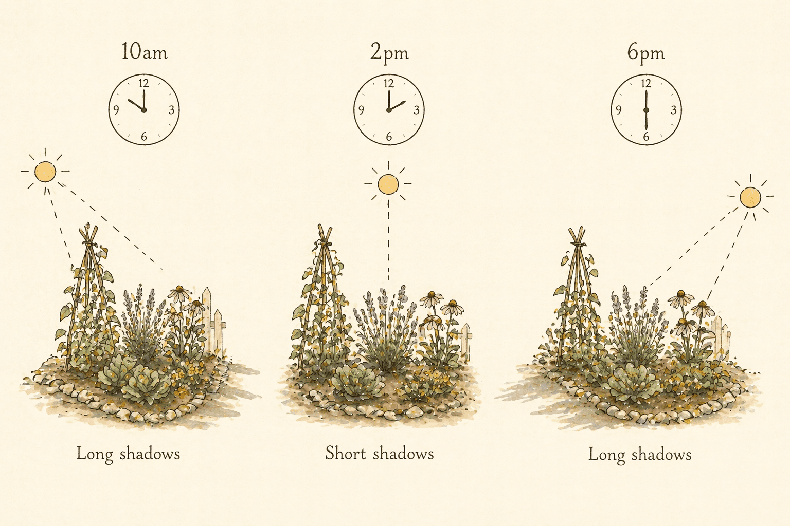 Watch your garden for a day—the sun will tell you everything you need to know.